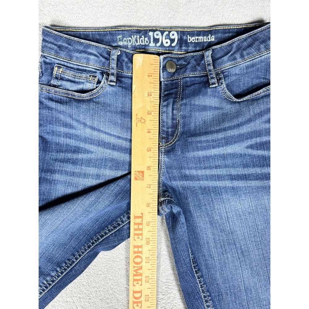 Gap Kids 1969 Blue Jean Burmuda Shorts Girls 12 Adjustable Waist Denim (B7) - Picture 2 of 8